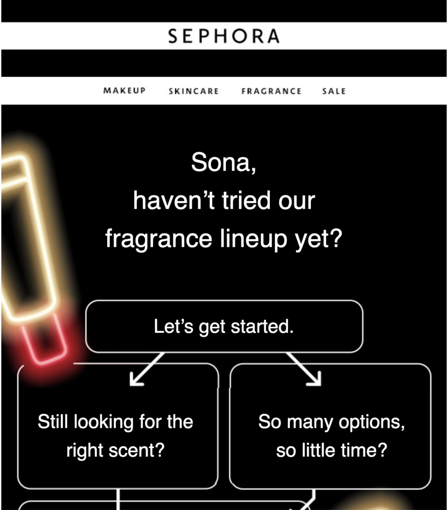 Email για να ξανακερδίσει πελάτες από τη Sephora