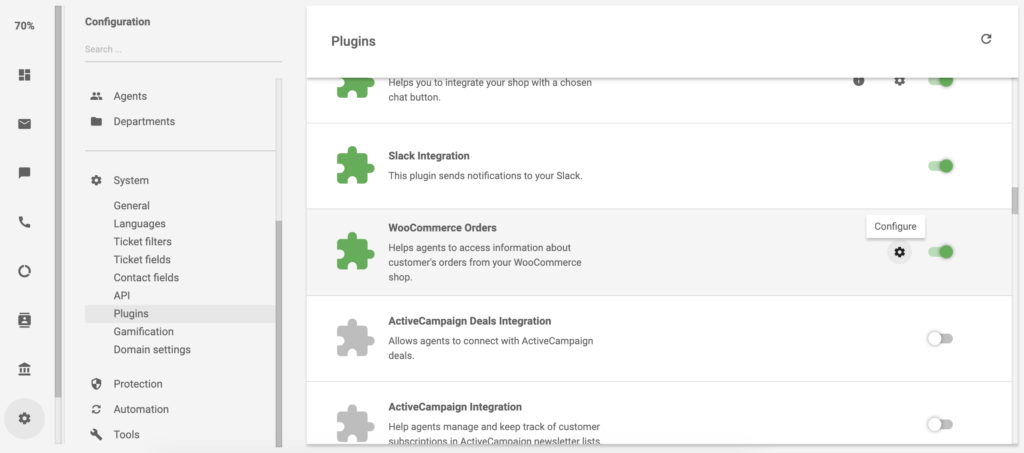 Προσθήκη WooCommerce Παραγγελίες στον πίνακα διαμόρφωσης LiveAgent