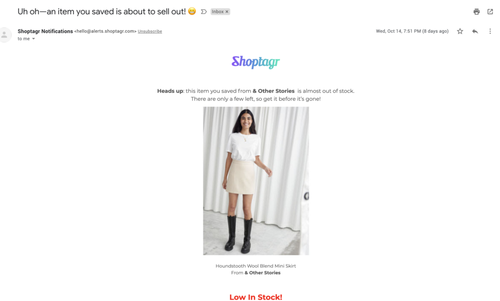 Shoptagr email τελευταίας ευκαιρίας