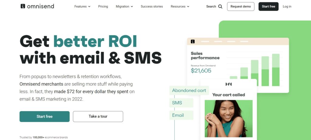 Αρχική σελίδα Omnisend, πλατφόρμα μάρκετινγκ email ηλεκτρονικού εμπορίου