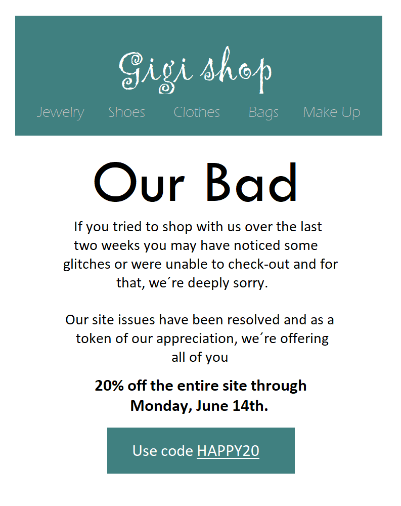 παράδειγμα απολογητικού email 