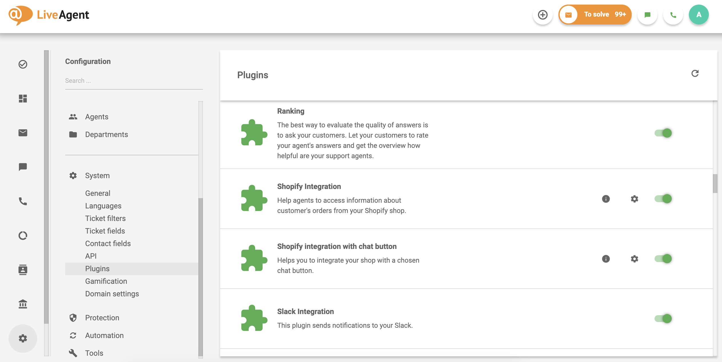 Λίστα πρόσθετων στο λογισμικό εξυπηρέτησης πελατών LiveAgent