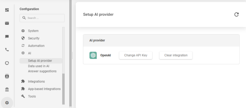 Στιγμιότυπο οθόνης της διαδικασίας ρύθμισης του AI Assist στο LiveAgent