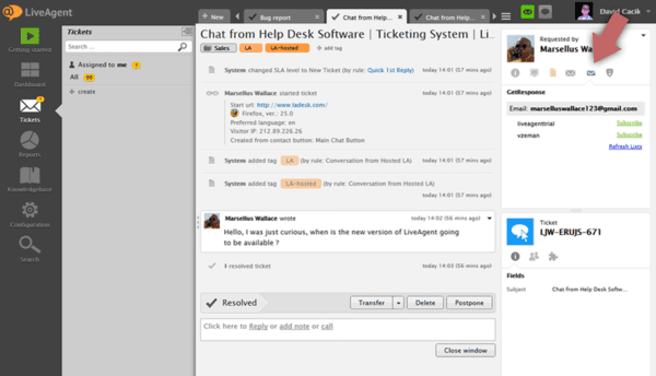 GetResponse LiveAgent ενσωμάτωση
